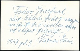 Fodor József (1898-1973) Költ?, újságíró Fotója A Hátoldalán Várnai Zseni (1890-1981) Költ?n? Dedikációjával Fodor Józse - Altri & Non Classificati