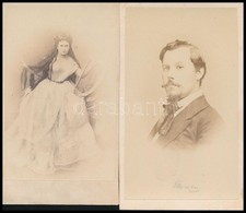 Cca 1864 Vizitkártya Méret? Portrék, 2 Db Vintage Fotó, 10,5x6,5 Cm - Sonstige & Ohne Zuordnung