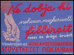 Cca 1930 Általános Fogyasztási Szövetkezet Reklámja, Hátoldalon A Budapesti Fiókhálózattal - Reclame