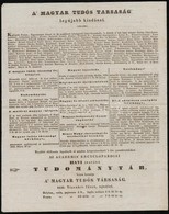 1839 A Magyar Tudós Társaság Kiadott Könyveinek Ajánlója Schedel (Toldy) Ferenc által Jegyezve. 2 Oldalas Nyomtatvány - Unclassified