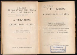 Émile De Laveleye: A Tulajdon és Kezdetleges Alapjai. II. Kötet. Fordította: Dr Bartha Béla. Bevezetéssel Ellátta: Dr. P - Zonder Classificatie