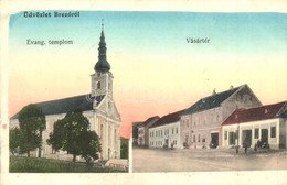 ** T2 Berezó, Brezová Pod Bradlom; Evangélikus Templom, Vásártér, üzletek / Lutheran Church, Market Square, Shops - Zonder Classificatie