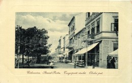 ** T3 Crikvenica, Cirkvenica; Tengerparti Részlet. Crnkovic Szálloda, étterem és Kávéház, Liburnia üzlet. W. L. Bp. 3864 - Zonder Classificatie