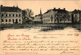 T2 Eszék, Osiek; Ecke Bahnhofstrasse Mit Schulgasse / Railway Street, School Street - Zonder Classificatie