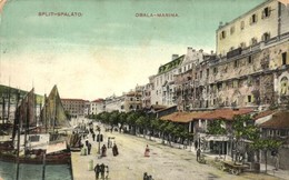 T3 Split, Spalato; Obala Marina / Coast, Shops, Boats. W. L. Bp. 4538.  (kopott Sarkak / Worn Corners) - Unclassified