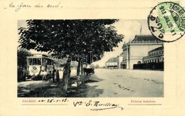 T4 Zágráb, Agram, Zagreb; Drzavni Kolodvor / Vasútállomás, Villamos. W. L. Bp. 7462. / Railway Station, Tram. TCV Card ( - Non Classés