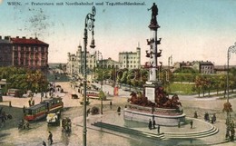 T2/T3 Vienna, Wien II. Praterstern, Nordbahnhof, Tegetthoffdenkmal / Railway Station, Statue, Trams  (EK) - Ohne Zuordnung