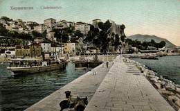 T3 Herceg Novi, Castelnuovo; Port, Steamship (small Tear) - Zonder Classificatie