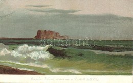 ** T2 Naples, Napoli; Effetto D'acqua E Castell Dell'Ovo / Sea With Castle. Litho - Ohne Zuordnung