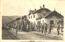 * T2/T3 Uzice, Zeleznicka Stanica / Railway Station, Locomotive, Railwaymen, Soldiers. Photo (EK) - Unclassified