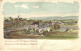 * T3 Pivka,  St. Peter In Krain; General View, Church. Kunstverlag Rafael Neuber No. 1022. Art Nouveau Litho (Rb) - Non Classificati