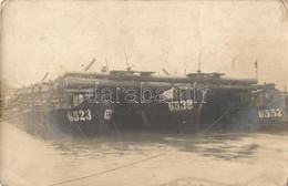 * T3 K.u.K. Katonai Faszállító Uszályok / WWI Austro-Hungarian Timber Transporting Barges, Photo (kopott Sarkak / Worn C - Non Classificati