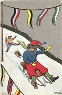 T3 Sledding Cats, Sleigh, Winter Sports, Art Postcard. Nr. 870. S: K. Hesse (r) - Zonder Classificatie