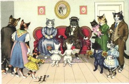 ** T2 Cat Family At A Wedding Anniversary, Little Cats With Flowers. Max Künzli No. 4737. - Modern Postcard - Ohne Zuordnung