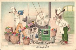 T2 Kellemes Húsvéti Ünnepeket! / Easter Greeting Art Postcard, Rabbits In Egg Factory. Erika Nr. 4049 - Non Classificati