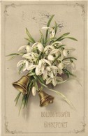 T2 'Boldog Húsvéti Ünnepeket'  / Easter, Flowers, Bells, Litho - Non Classés