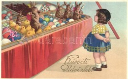 * 4 Db RÉGI Húsvéti Grafikai üdvözl?lap / 4 Pre-1945 Easter Greeting Graphic Art Postcards - Unclassified