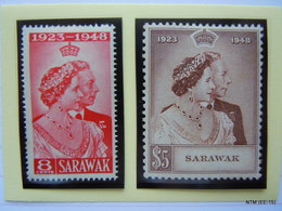 SARAWAK 1948 King George VI And Queen Elizabeth: Royal Silver Wedding Anniversary Issue Pair (set Of 2 Stamps) MH - Sarawak (...-1963)