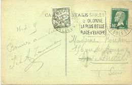 VENDÉE - Dépt N° 85 = LES SABLES D' OLONNE 1925 = FLAMME DAGUIN ' LA PLUS BELLE / PLAGE D' EUROPE ' + TAXE - 1859-1959 Covers & Documents