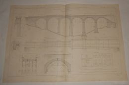 Plan De Types De Viaducs En Plein Cintre De 10 M. D'ouverture. 1864 - Travaux Publics