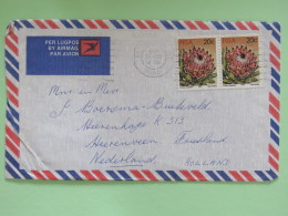 South Africa 1980 Cover To Holland - Protea Flowers - Christmas Tuberculosis Label On Back - Brieven En Documenten