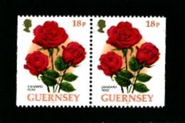 GUERNSEY - 1997  FLOWERS  18p  PAIR  EX BOOKLET  IMPERF  SIDES  MINT NH - Guernesey