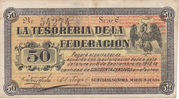 BILLETE DE MEXICO DE 50 CENTAVOS DEL AÑO 1914  TESORERIA FEDERACION (BANKNOTE) - Mexique