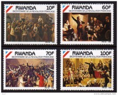 Rwanda**REVOLUTION FRANCAISE 1789-4vals-Cote 8,5€/9,5$-1989 Peintures-Paintings-ART-Congo - 1980-89: Ongebruikt