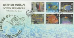 BRITISH INDIAN OCEAN TERRITORY  - 2002 FISH FIRST  DAY COVER. Scott 248-253 - Fishes