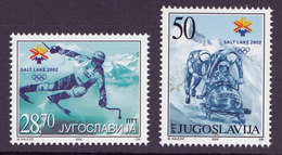 Yugoslavia 2002 Winter Olympic Games Salt Lake City, USA, Sport, Skiing, Bob, Set MNH - Hiver 2002: Salt Lake City