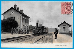 CPA 72 BRULON Sarthe - LA GARE ° F. Chapelet Phot. * Train Ferroviaire Chemin De Fer - Brulon
