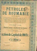 (ANVERS) « Pétroles De ROUMANIE SA» - Capital : 15.000.000 Fr – Action De Capital De 100 Francs - Petróleo