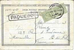 1907- C P A  De Port-Saïd  Affr.  1 Penny Anglais Oblit. De Port-Saïd  + PAQUEBOT Encadré  55 Mm - Maritime Post