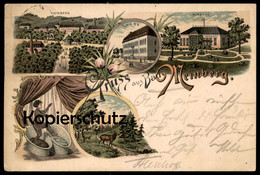 ALTE LITHO POSTKARTE GRUSS AUS BAD MEINBERG 1897 ROSE MOORBAD FRAU BEIM BADEN Woman Bath Ansichtskarte Postcard Cpa AK - Bad Meinberg