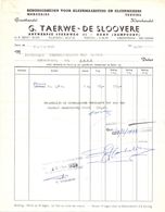 Factuur Facture - Textiel G. Taerwe - De Sloovere - Gent 1968 - Kleidung & Textil