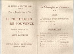 Programme , 1938 , Nouveau Cercle LES CAPUCINS , Le Chirurgien De Jouvence ,comédie En 3 Actes , Frais Fr 1.95 E - Programma's