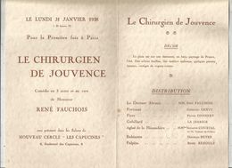 Programme , 1938 , Nouveau Cercle LES CAPUCINS , Le Chirurgien De Jouvence ,comédie En 3 Actes , Frais Fr 1.95 E - Programmes
