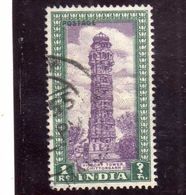 INDIA INDE 1949 VICTORY TOWER CHITTORGARH TORRE DELLA VITTORIA 1r USATO USED OBLITERE' - Used Stamps