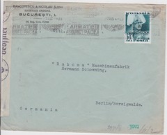 ROUMANIE LETTRE CENSUREE DE BUCAREST POUR BERLIN - Cartas & Documentos