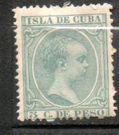 CUBA  Alfonso XIII 5c Vert Gris 1890 N°76 - Cuba (1874-1898)