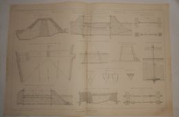 Plan Du Barrage éclusé De Melun. Fondations. 1864 - Public Works