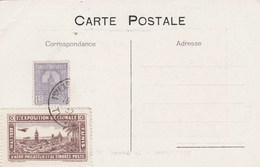 Tunisie AVIATION 1 ère Exposition Aéro Philatélie Tunis 1932 - Vignette Marron - Carte Marron Kairouan - 204 - Pli - Airmail