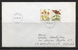 Norge, Norwegen 1993,   Oslo To Zürich   /  Schmetterling  / Butterfly - Storia Postale
