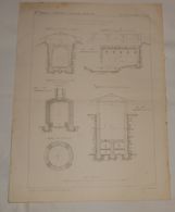 Plan De Fabrication De Briques à La Main.Fours Enterrés Du Camp De Châlons. 1864 - Obras Públicas