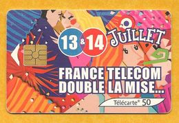 Télécarte 50 Unités - 13 & 14 Juillet France Télécom Double La Mise... - 2002 - 2002