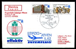 REPUBLIQUE DEMOCRATIQUE ALLEMANDE - Ganzsache Michel U6 Mit Privatzudruck (Interflug - LEIPZIG-ATHEN IL62) - Cartes Postales Privées - Oblitérées