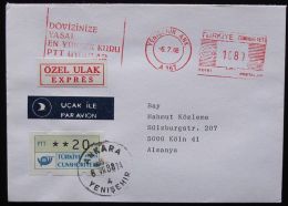 TÜRKEI 1988 Mi-Nr. ATM 1.1 Automatenmarke Auf Brief Mit Frühverwendung - Distributors