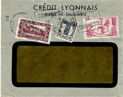 1947- Enveloppe Du Crédit Lyonnais  Affr. à 6 F  Oblit. DAGUIN  De " CASABLANCA / CULTIEZ /LE / TOURNESOL " - Briefe U. Dokumente