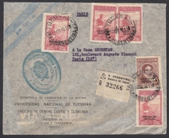 Service N° 342 + Service N° 345 X 4 Sur LR Oblit. CAD " Tucuman 17/03/1949 Argentina " Pour Paris ( D ) - Dienstzegels