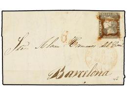 62 ESPAÑA. Ed.1. 1850. VELEZ RUBIO A BARCELONA. <B>6 Cuartos</B> Negro, Mat.<B> ARAÑA ROJA.</B> PRECIOSA. - Otros & Sin Clasificación